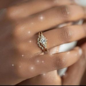 18K gold plated square diamond ring 6.5